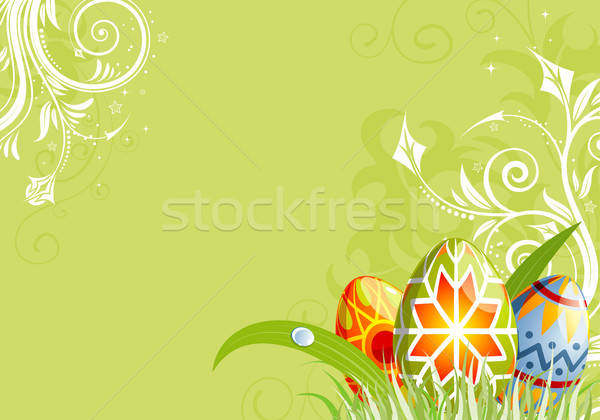 [[stock_photo]]: Pâques · floral · oeufs · élément · design · herbe