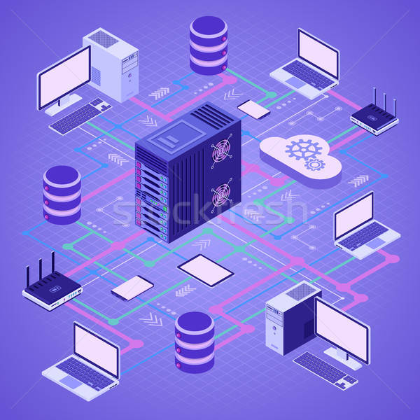 Data Network Cloud Computing Technology Isometric Stock photo © -TAlex-
