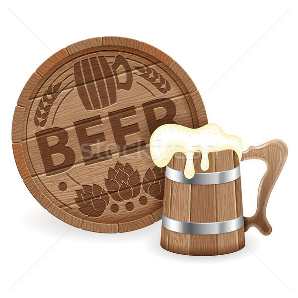 Barrel of Beer and Wooden Mug Stock photo © -TAlex-