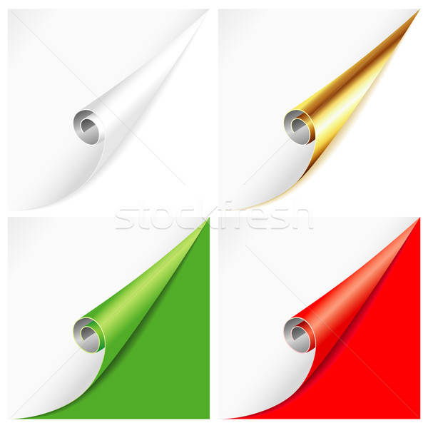 Collection Blank Sheet of Paper with Curved Corner Stock photo © -TAlex-
