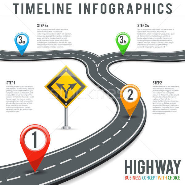 Timeline drogowego infografiki pin działalności znak drogowy Zdjęcia stock © -TAlex-