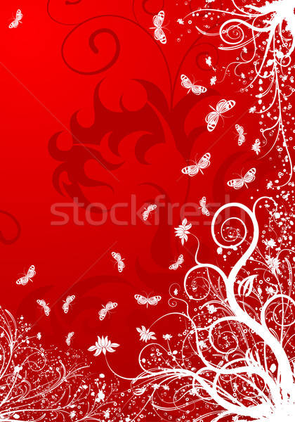 Floral Grunge Rahmen Schmetterling Element Design Stock foto © -TAlex-