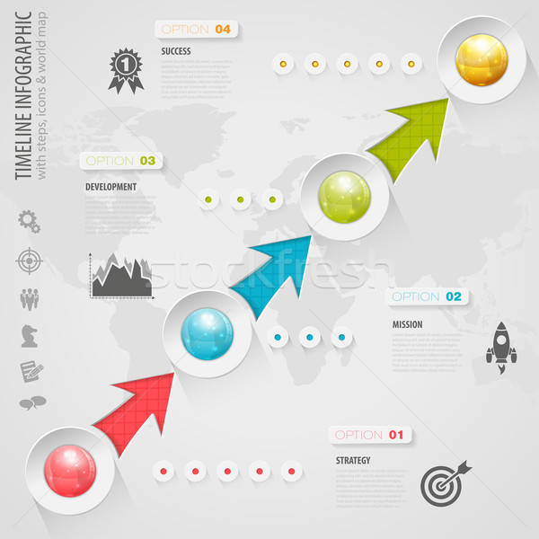 ストックフォト: タイムライン · インフォグラフィック · ビジネス · ボタン · アイコン · 番号