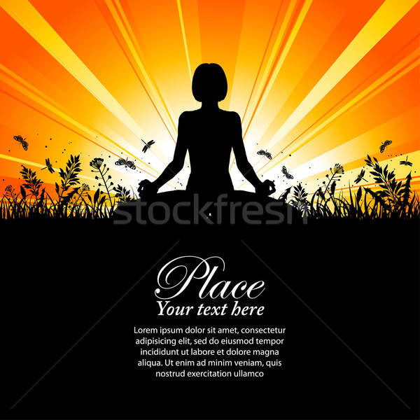 Silhouette of a Girl in Yoga pose Stock photo © -TAlex-