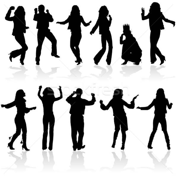 Vector silhouettes dancing man and women Stock photo © -TAlex-