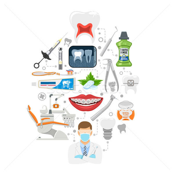 Diş hizmetleri infographics oral temizlik klinik Stok fotoğraf © -TAlex-