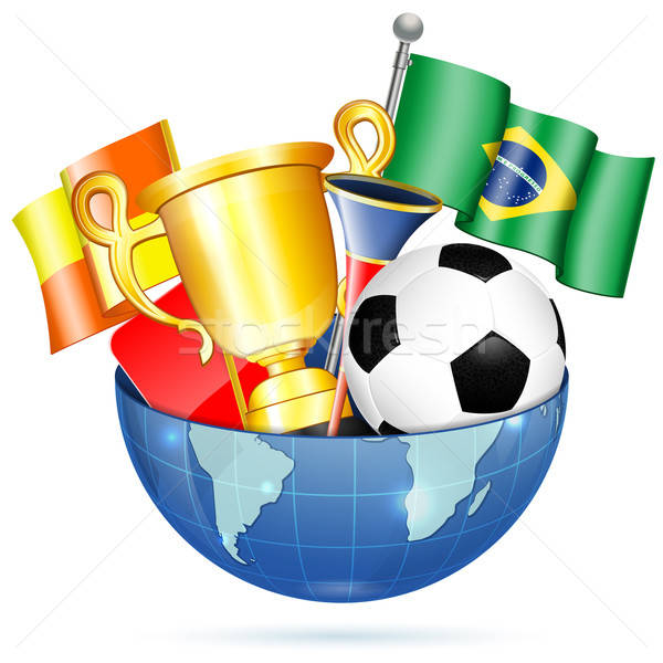 Stockfoto: Voetbal · aarde · voetbal · bal · Brazilië · vlag