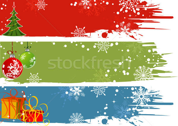 Résumé Noël trois arbre cadeaux élément [[stock_photo]] © -TAlex-