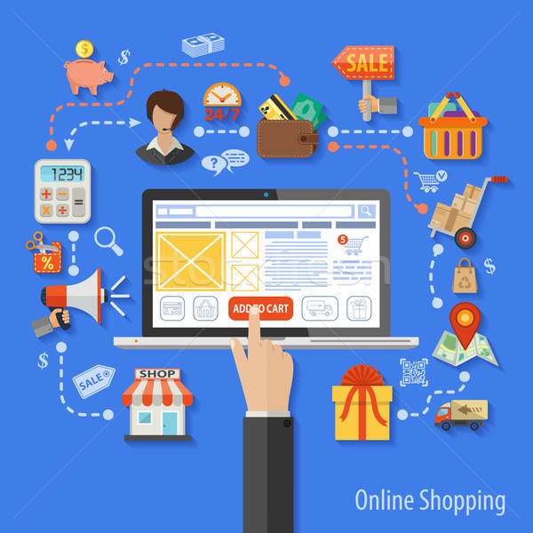 Online vásárlás stílus különböző ikonok kiskereskedelem eladó Stock fotó © -TAlex-