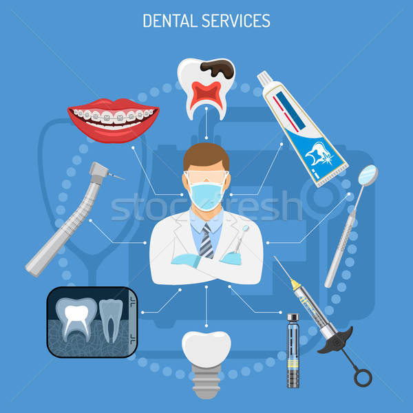 Dentaires services icônes dentiste accolades forage [[stock_photo]] © -TAlex-