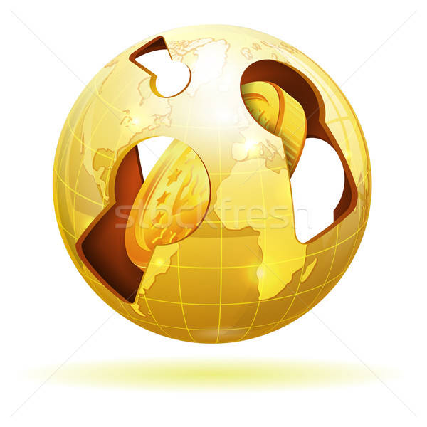 Globale financiële munt aarde vector icon Stockfoto © -TAlex-