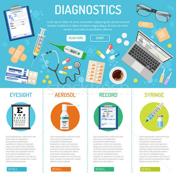 Medizinischen Banner Infografiken Gesundheitswesen Diagnostik Symbole Stock foto © -TAlex-