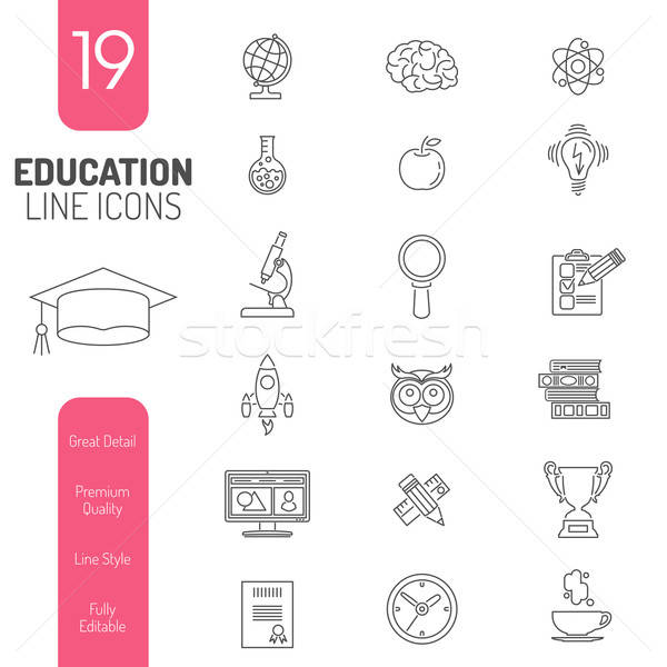 Online Education Thin Lines Web Icon Set Stock photo © -TAlex-