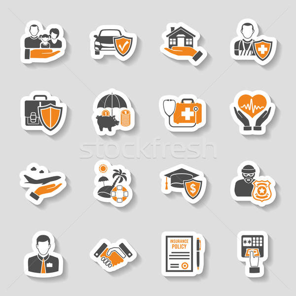 Insurance Icons Sticker Set Stock photo © -TAlex-