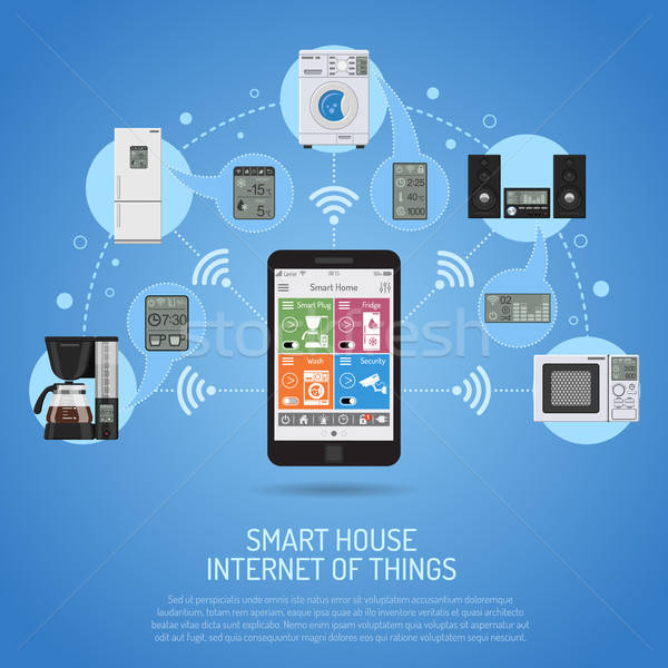 Inteligent casă Internet lucrurile smartphone acasă Imagine de stoc © -TAlex-