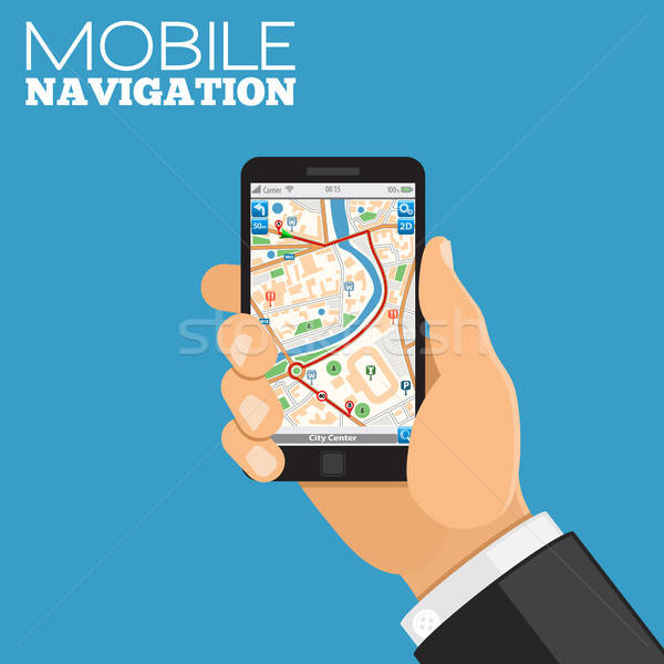 Zdjęcia stock: Komórkowych · nawigacja · GPS · strony · smartphone · Pokaż