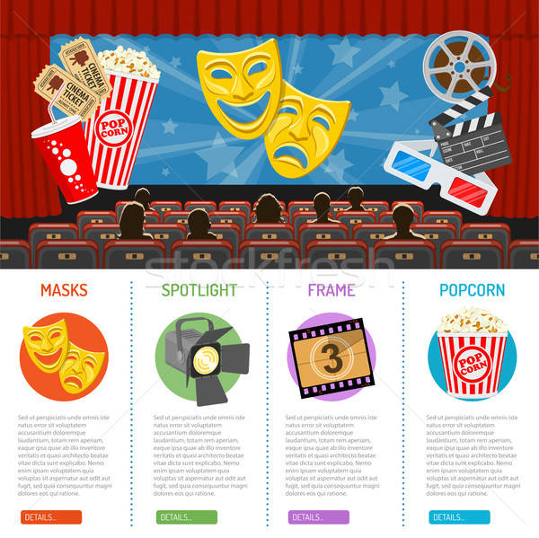 Mozi film infografika auditórium ikonok közönség Stock fotó © -TAlex-