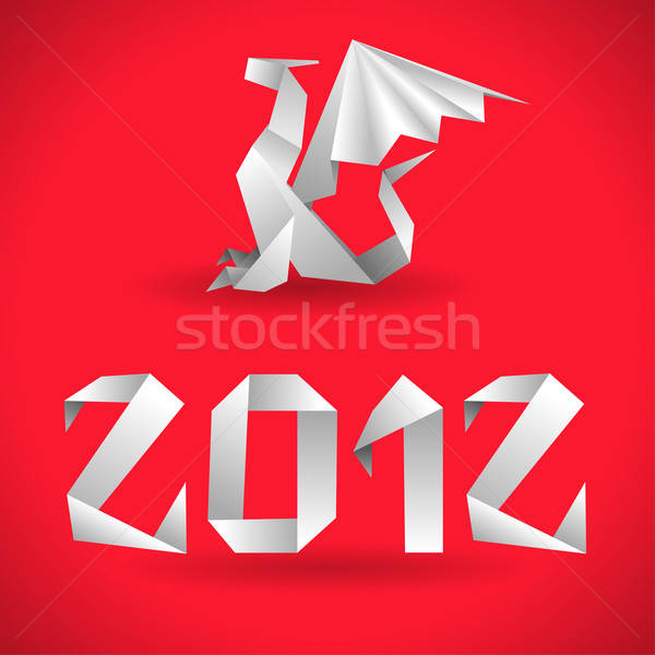 Origami Drachen 2012 Jahr Element Design Stock foto © -TAlex-