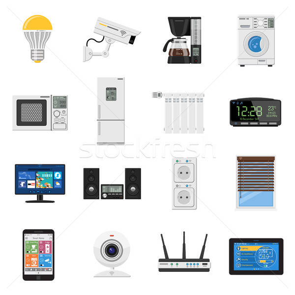 Smart House and internet of things flat icons set Stock photo © -TAlex-