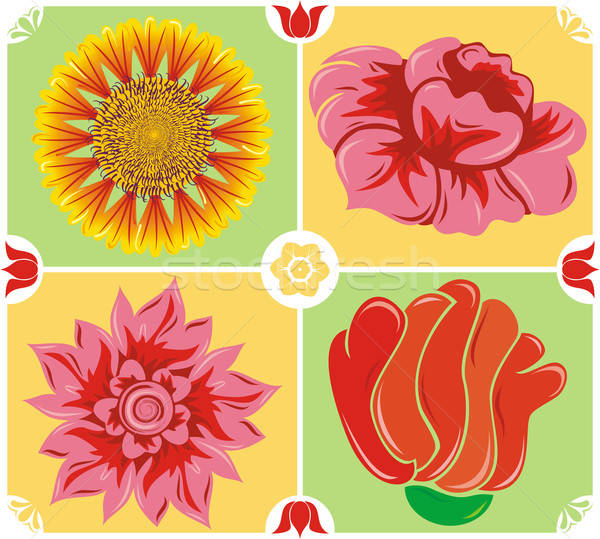 Floral background, icon set, illustration Stock photo © -TAlex-