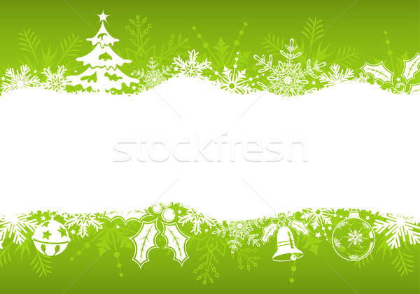 Christmas ramki drzewo płatki śniegu dekoracji Zdjęcia stock © -TAlex-