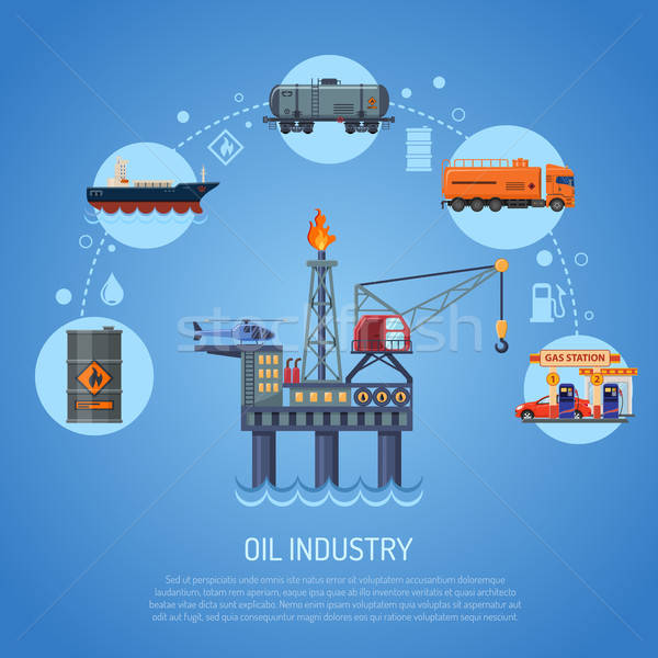 Industria petrolifera infografica icone produzione transporti olio Foto d'archivio © -TAlex-