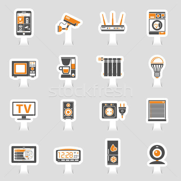 Smart House and internet of things sticker icons set Stock photo © -TAlex-