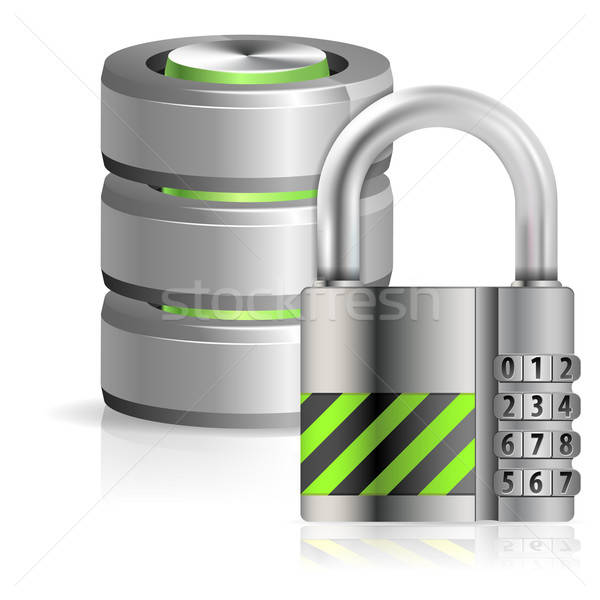 Foto stock: Seguridad · base · de · datos · candado · icono · aislado