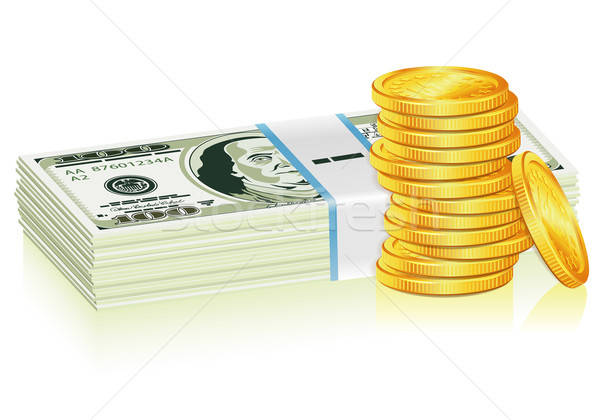 Foto stock: Dólar · moedas · de · ouro · sucesso · negócio · isolado