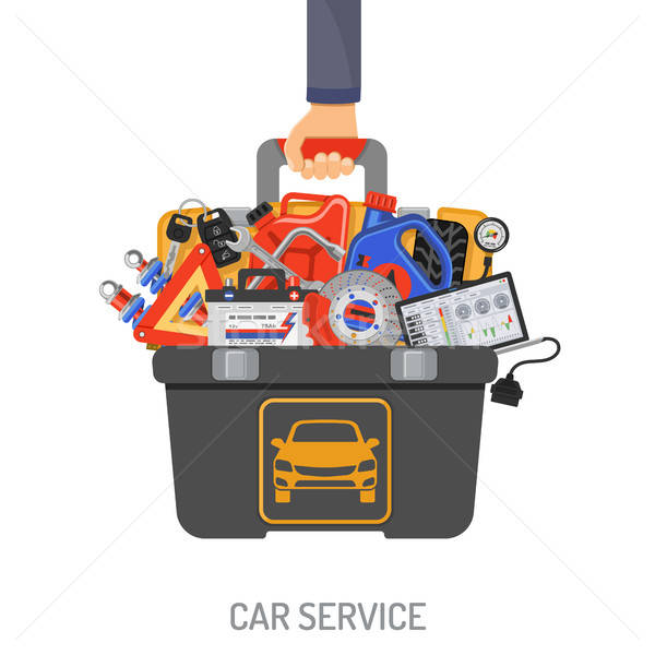 Stockfoto: Auto · dienst · auto · tools · toolbox · hand