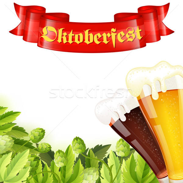 Oktoberfest cadru hop ochelari bere Imagine de stoc © -TAlex-