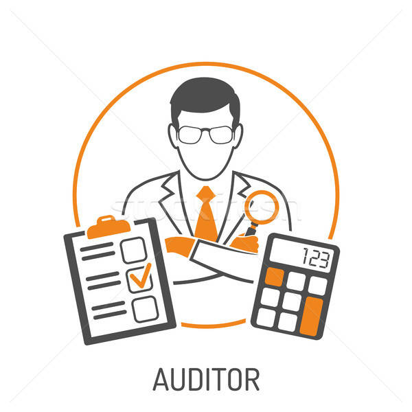 Auditor contabilitate impozit lupa mână stil Imagine de stoc © -TAlex-