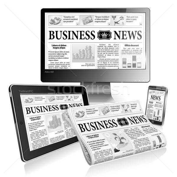 Stock fotó: Digitális · hírek · üzlet · újság · képernyő · táblagép