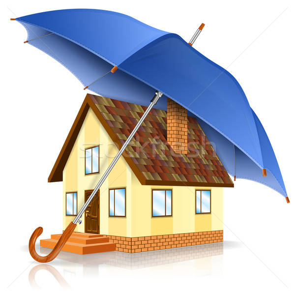 Sûr maison maison icône parapluie isolé Photo stock © -TAlex-