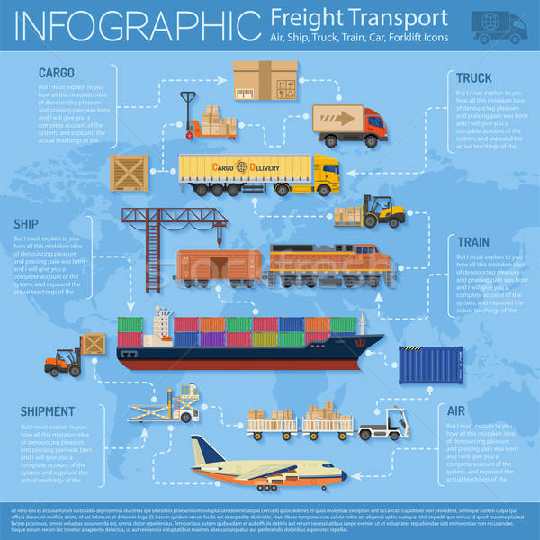 Foto stock: Transporte · infografía · envases · estilo · iconos · camión