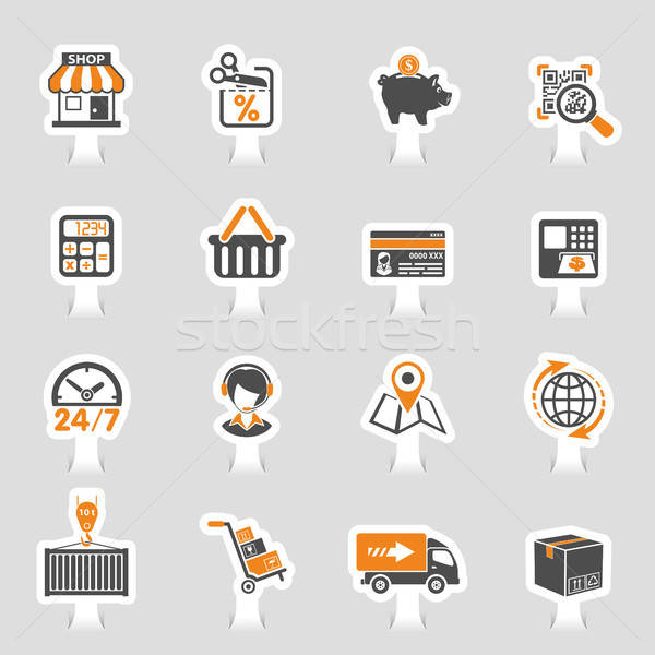 Internet Shopping and Delivery Sticker Icon Set Stock photo © -TAlex-