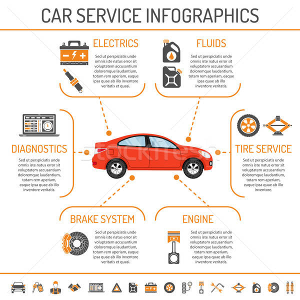 Zdjęcia stock: Samochodu · usługi · infografiki · ikona · reklamy