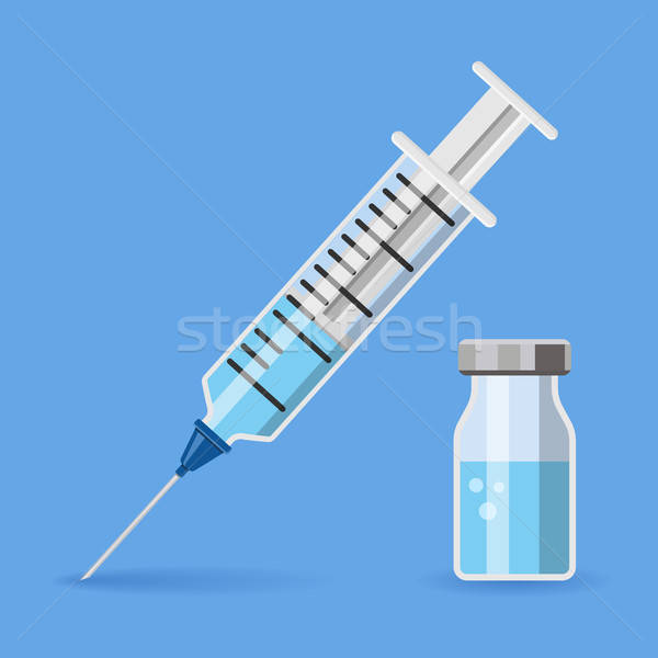 plastic medical syringe and vial icon Stock photo © -TAlex-