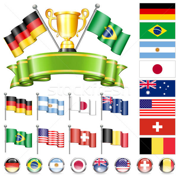 Piłka nożna mistrzostwo świat 2014 flagi złota Zdjęcia stock © -TAlex-