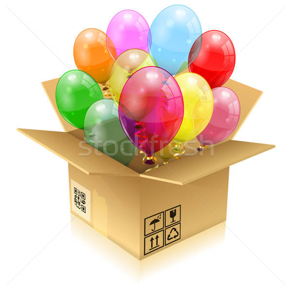 Geburtstag Ballons öffnen Karton 3D transparent Stock foto © -TAlex-