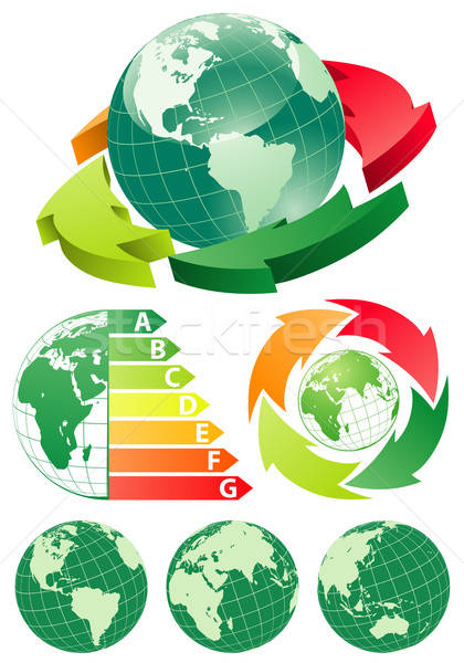 Foto stock: Tierra · la · eficiencia · energética · flecha · 3D · diferente · diseno