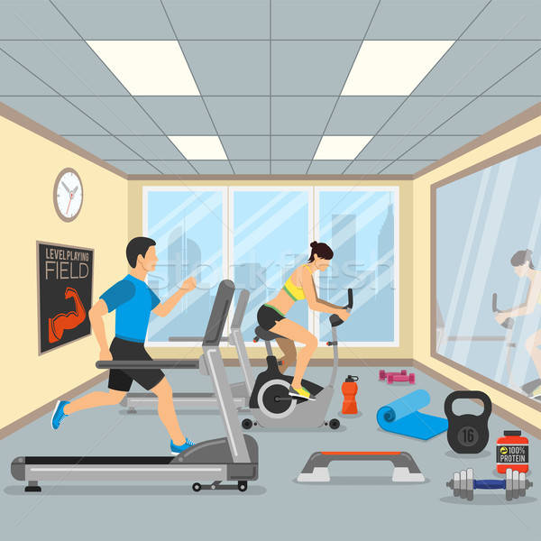 Fitness sală de gimnastică reclamă ca banda de alergare Imagine de stoc © -TAlex-