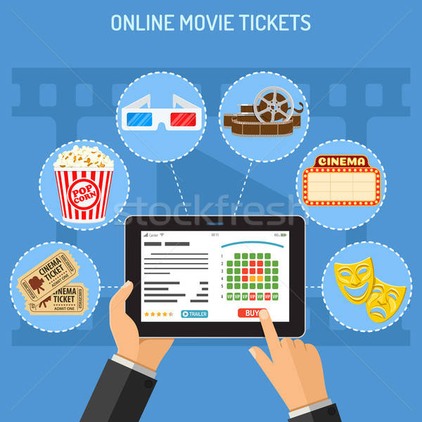 On-line cinema bilet comandă concepte om Imagine de stoc © -TAlex-