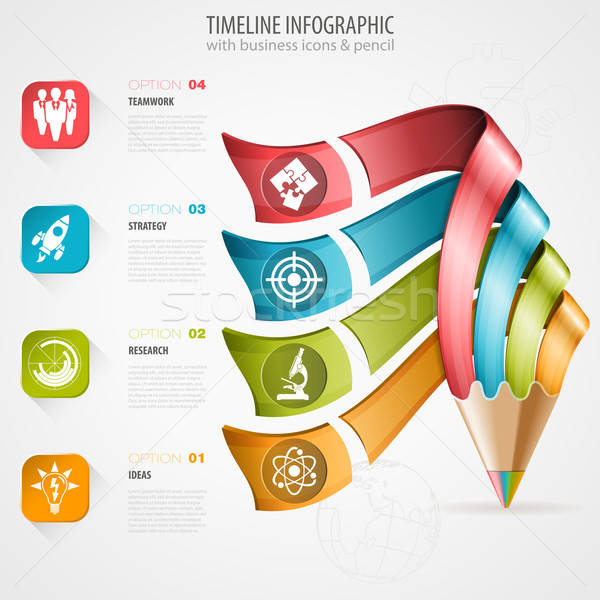 Timeline Business Bleistift Symbole Zahl Stock foto © -TAlex-