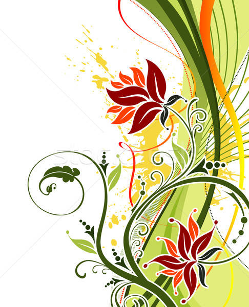 Stockfoto: Grunge · bloem · verf · golven · element · ontwerp