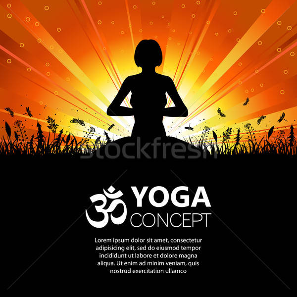 Silhouette of a Girl in Yoga pose Stock photo © -TAlex-