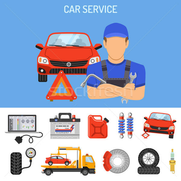 Autó szolgáltatás ikonok poszter weboldal hirdetés Stock fotó © -TAlex-
