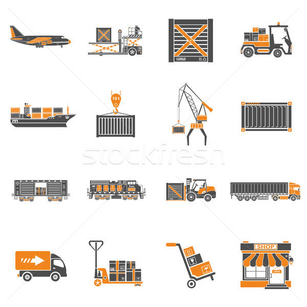 Cargo Transport and Packaging Icon Set Stock photo © -TAlex-