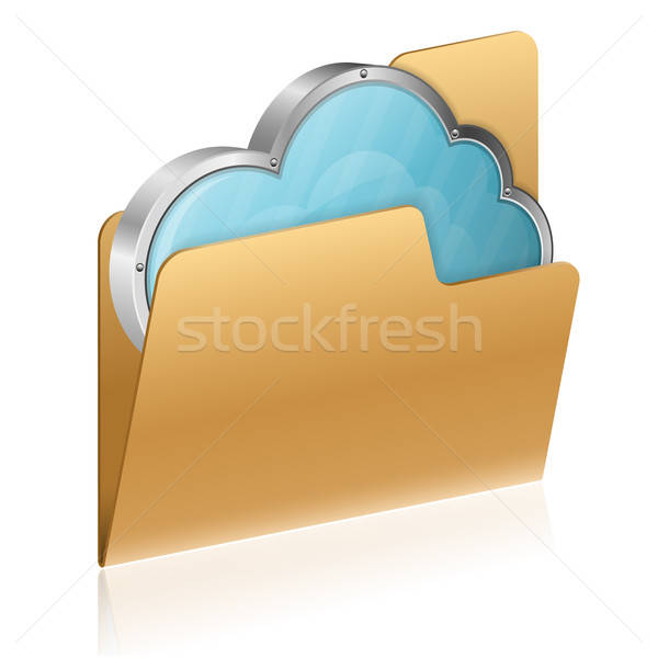 Foto stock: Nube · ordenador · carpeta · aislado · blanco