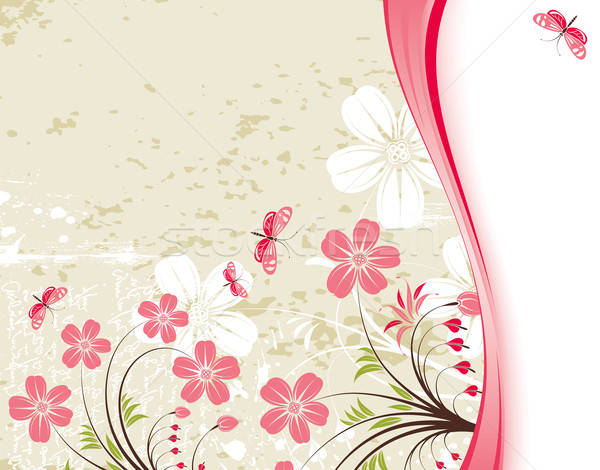 Photo stock: Floral · grunge · papillon · élément · design · fleur